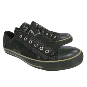 ROBERT WAYNE Mens Laceless Black Canvas SNEAKERS / SHOES Sz 11